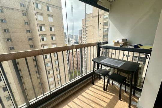 Varanda de kitnet/studio para alugar com 1 quarto, 23m² em Brooklin, São Paulo
