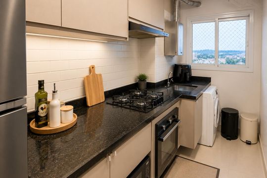 Cozinha de apartamento à venda com 2 quartos, 61m² em Parque Uniao, Jundiaí
