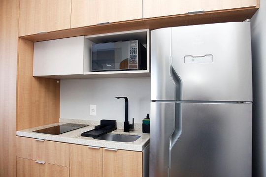 Studio - Cozinha de kitnet/studio para alugar com 1 quarto, 28m² em Farroupilha, Porto Alegre
