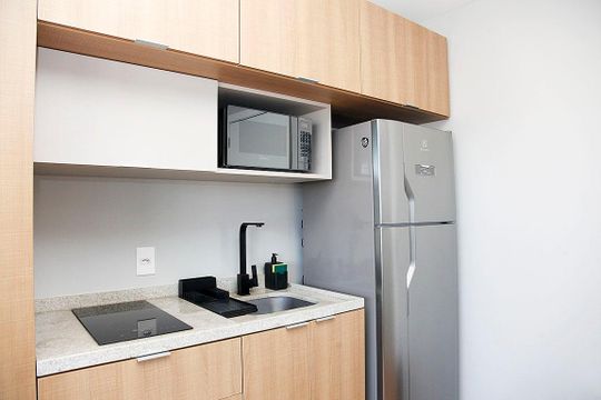 Studio - Cozinha de kitnet/studio para alugar com 1 quarto, 28m² em Farroupilha, Porto Alegre