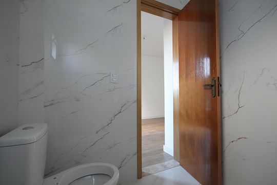 Banheiro da Suíte de casa à venda com 3 quartos, 96m² em Campestre, Santo André