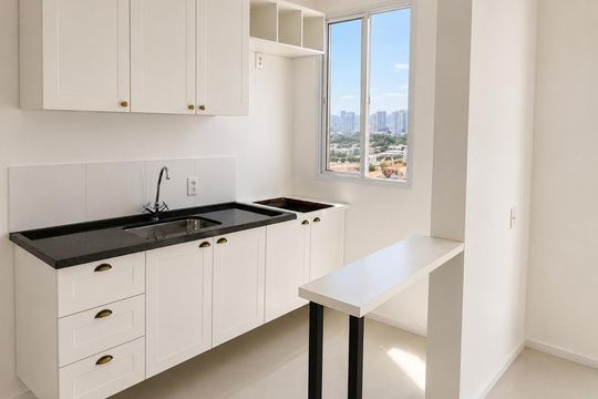 Cozinha de apartamento para alugar com 2 quartos, 42m² em Parque Amazonia, Goiânia