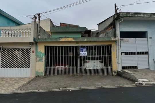 Fachada+Placa de casa à venda com 3 quartos, 125m² em Jardim Cotinha, São Paulo
