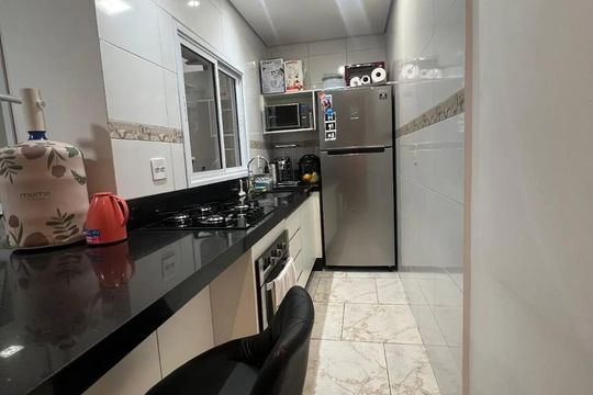 Cozinha de apartamento à venda com 2 quartos, 46m² em Vila Guiomar, Santo André