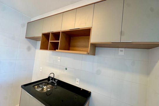 Cozinha de apartamento para alugar com 1 quarto, 49m² em Jardim das Acacias, São Paulo