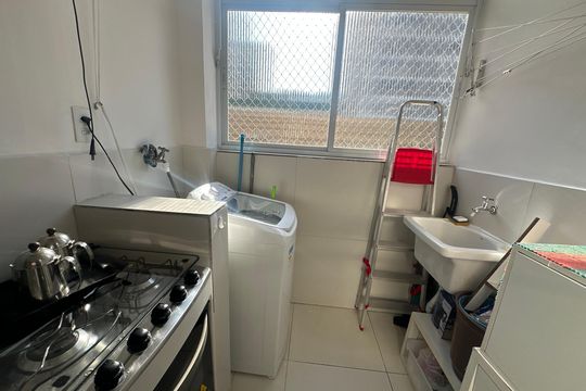 Cozinha e Área de Serviço de apartamento para alugar com 1 quarto, 49m² em Itararé, São Vicente