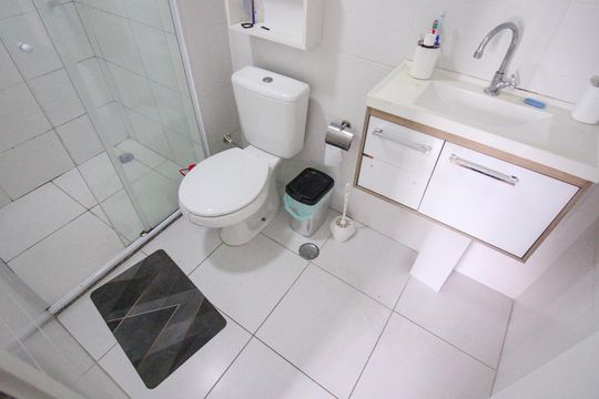 Banheiro de apartamento à venda com 1 quarto, 32m² em Jardim Planalto, São Paulo