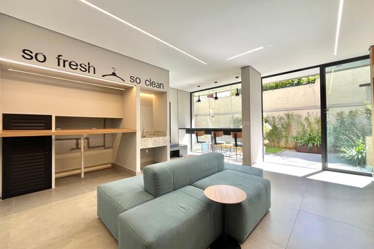 Área comum - Lavanderia de apartamento para alugar com 1 quarto, 28m² em Vila Clementino, São Paulo