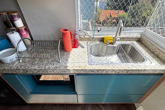 Cozinha de apartamento à venda com 2 quartos, 63m² em Vila Homero Thon, Santo André