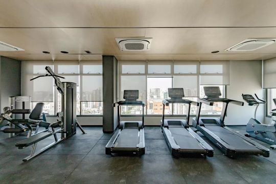 Área comum - Academia de kitnet/studio para alugar com 1 quarto, 27m² em Condomínio Go Portugal., São Paulo