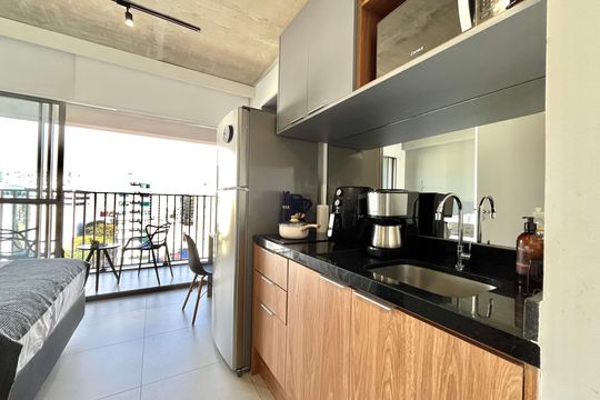 Cozinha de kitnet/studio para alugar com 1 quarto, 22m² em Vila Clementino, São Paulo