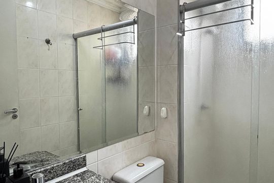 Banheiro de apartamento à venda com 2 quartos, 50m² em Vila Sacadura Cabral, Santo André