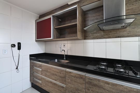 Cozinha de apartamento à venda com 2 quartos, 51m² em Parque Erasmo Assunção, Santo André