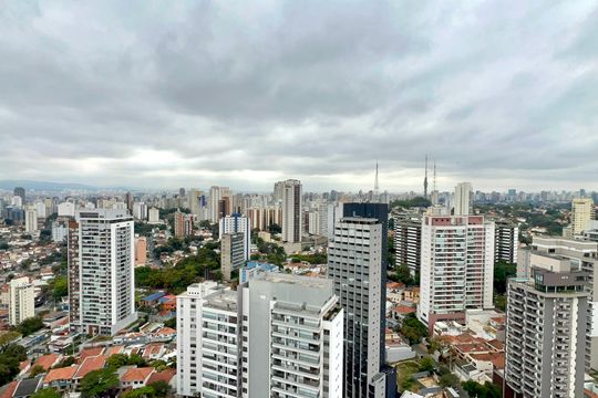 Vista da Varanda de apartamento à venda com 1 quarto, 37m² em Vila Anglo Brasileira, São Paulo