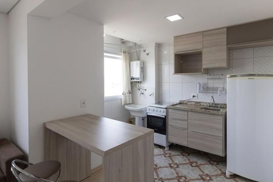 Cozinha de apartamento à venda com 1 quarto, 36m² em Jardim Celeste, São Paulo
