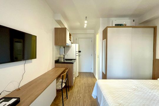 Varanda da Sala de kitnet/studio à venda com 1 quarto, 23m² em Perdizes, São Paulo