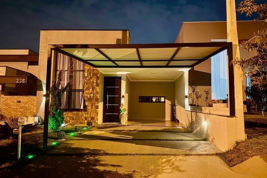 Fachada de casa de condomínio à venda com 3 quartos, 205m² em Jardim Mantova, Indaiatuba