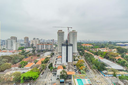 Vista da Varanda de kitnet/studio à venda com 1 quarto, 43m² em Santo Amaro, São Paulo