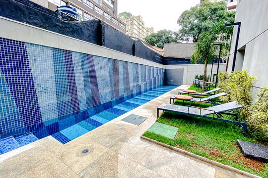 Área comum - Piscina de kitnet/studio para alugar com 1 quarto, 24m² em Vila Mariana, São Paulo