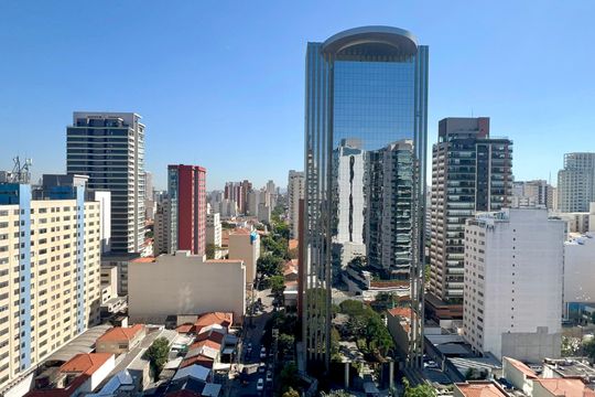 Vista da Sala de apartamento à venda com 1 quarto, 46m² em Pinheiros, São Paulo