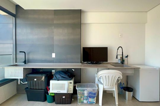 Cozinha de apartamento à venda com 1 quarto, 46m² em Pinheiros, São Paulo