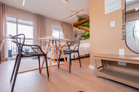 Área comum de kitnet/studio para alugar com 1 quarto, 31m² em Pinheiros, São Paulo