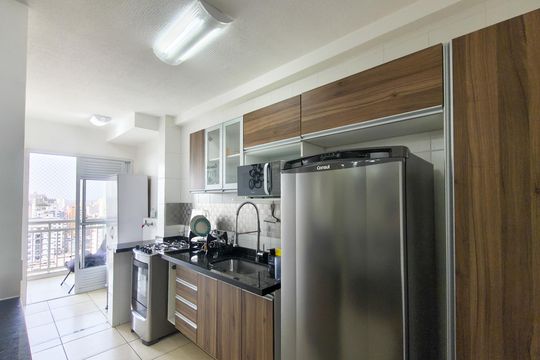 Cozinha de apartamento para alugar com 2 quartos, 62m² em Vila Assuncao, Praia Grande