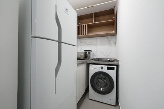 Cozinha de kitnet/studio para alugar com 1 quarto, 21m² em Vila Mariana, São Paulo