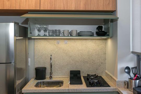 Cozinha de apartamento para alugar com 1 quarto, 40m² em Farroupilha, Porto Alegre