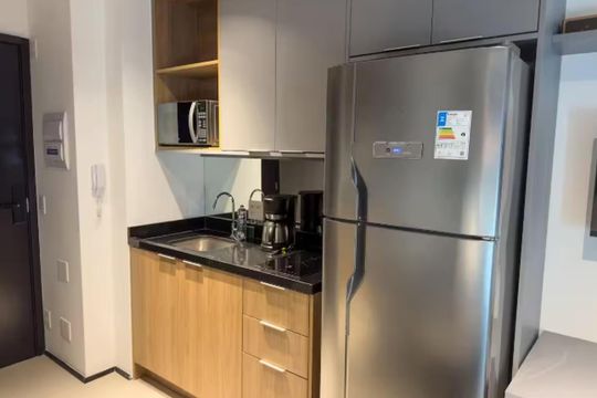 Cozinha de apartamento para alugar com 1 quarto, 21m² em Vila Clementino, São Paulo