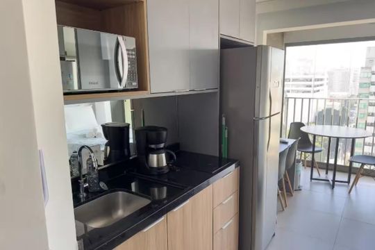 Cozinha de apartamento para alugar com 1 quarto, 21m² em Vila Clementino, São Paulo