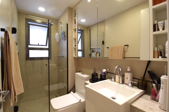 Banheiro da Suíte 3 de apartamento à venda com 3 quartos, 115m² em Indianópolis, São Paulo