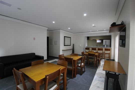 Área Comum - Salão de Festas de apartamento para alugar com 1 quarto, 53m² em Moema, São Paulo