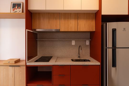 Cozinha de apartamento para alugar com 1 quarto, 27m² em Perdizes, São Paulo