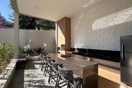 Área comum - Churrasqueira de kitnet/studio para alugar com 1 quarto, 30m² em Pinheiros, São Paulo