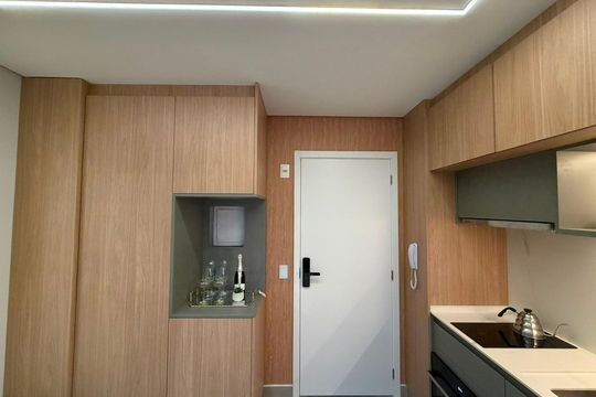 Cozinha de apartamento para alugar com 1 quarto, 30m² em Vila Mariana, São Paulo