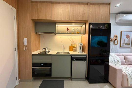 Cozinha de apartamento para alugar com 1 quarto, 30m² em Vila Mariana, São Paulo