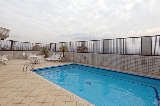 Área Comum - Piscina de apartamento para alugar com 3 quartos, 43m² em Ponta da Praia, Santos