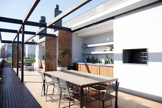 Área Comum - Churrasqueiras de kitnet/studio para alugar com 1 quarto, 33m² em Rio Branco, Porto Alegre