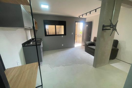 Sala/Cozinha de kitnet/studio para alugar com 1 quarto, 25m² em Parque das Universidades, Campinas