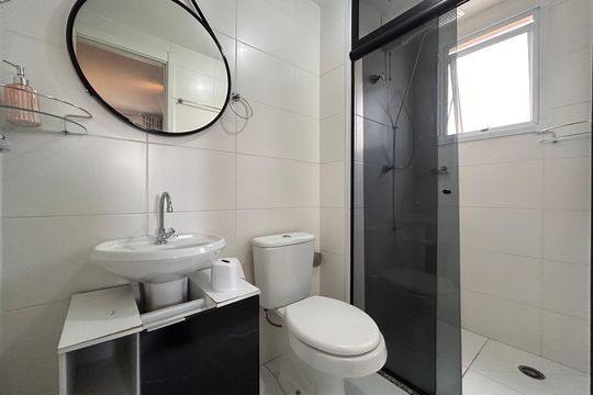 Banheiro da Suíte de apartamento à venda com 1 quarto, 27m² em Jardim Cidalia, São Paulo