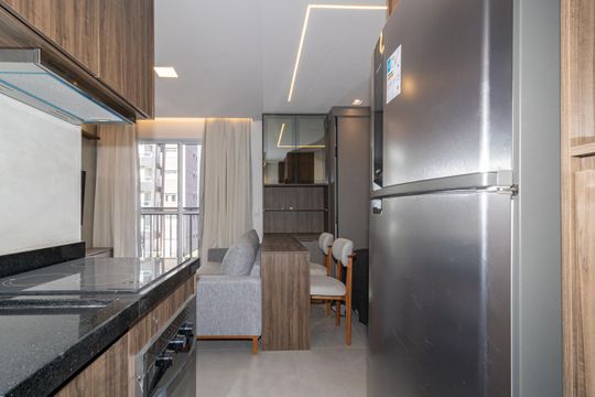 Cozinha de apartamento para alugar com 1 quarto, 30m² em Vila Olímpia, São Paulo