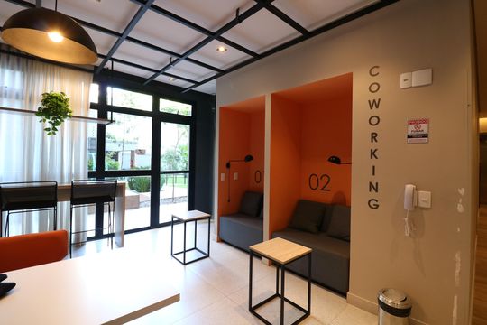 Área comum - Coworking de kitnet/studio para alugar com 1 quarto, 26m² em Campo Belo, São Paulo