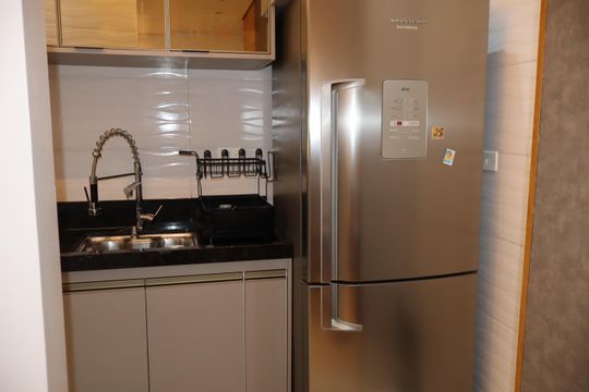 Cozinha e Área de Serviço de apartamento à venda com 1 quarto, 44m² em Parque São Lucas, São Paulo