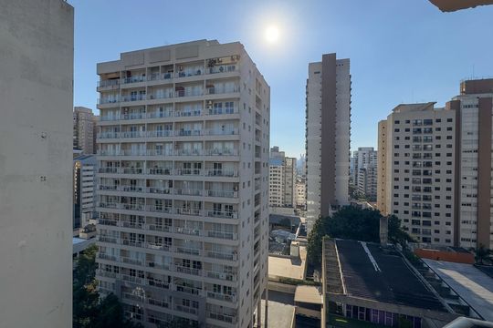 Vista da varanda da suíte de apartamento para alugar com 1 quarto, 45m² em Brooklin Novo, São Paulo