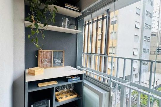 Varanda de kitnet/studio à venda com 1 quarto, 22m² em Jardim Paulista, São Paulo