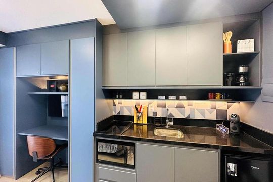Cozinha de kitnet/studio à venda com 1 quarto, 22m² em Jardim Paulista, São Paulo