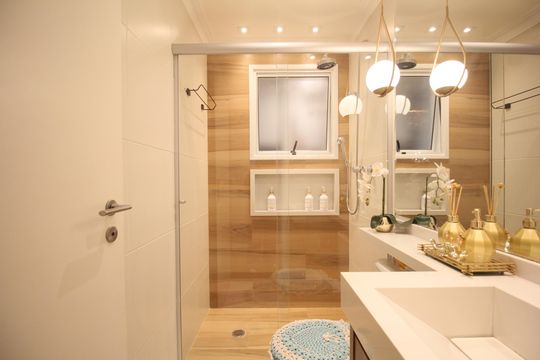 Banheiro Social de apartamento à venda com 3 quartos, 70m² em Jardim Henriqueta, Taboão da Serra