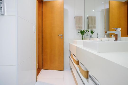 Banheiro da suíte 1 de apartamento à venda com 3 quartos, 133m² em Olímpico, São Caetano do Sul