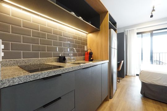 Cozinha de kitnet/studio à venda com 1 quarto, 23m² em Vila Mariana, São Paulo